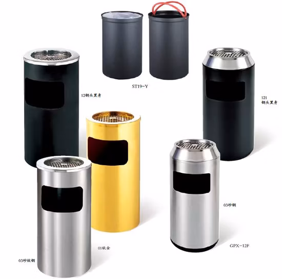 Aschenbecher, Mülleimer, Outdoor-Mülleimer, Titanstahl, hat keinen Fingerabdruck, Hotellobby, schwarzer Edelstahl-Aschenbecher